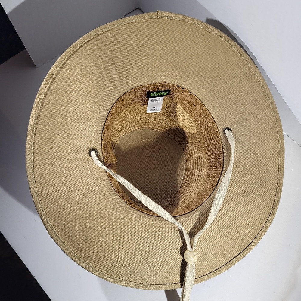 Koppen Wide Brim Straw Hat S/M Unisex Outdoor Sun with Chin Strap - Picture 5 of 10